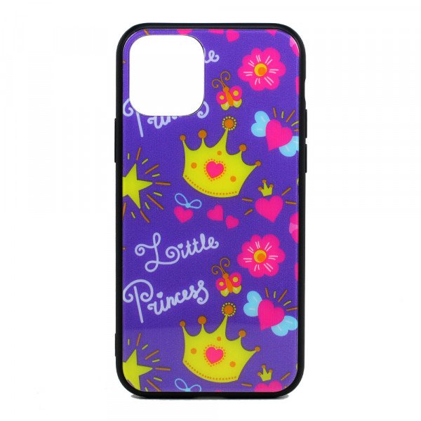 Wholesale iPhone 11 Pro (5.8in) Design Tempered Glass Hybrid Case (Purple Princess)
